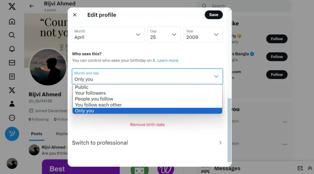 options like "Everyone," "Following," or "Only you". How To Change Age on Twitter / X